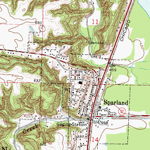 Topographic Map of Lacon - Sparland Fire Protection District Station 2, IL