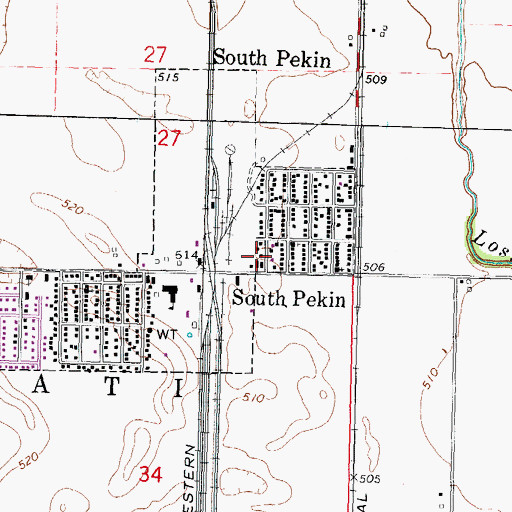 Topographic Map of South Pekin Volunteer Fire Department Station 2, IL