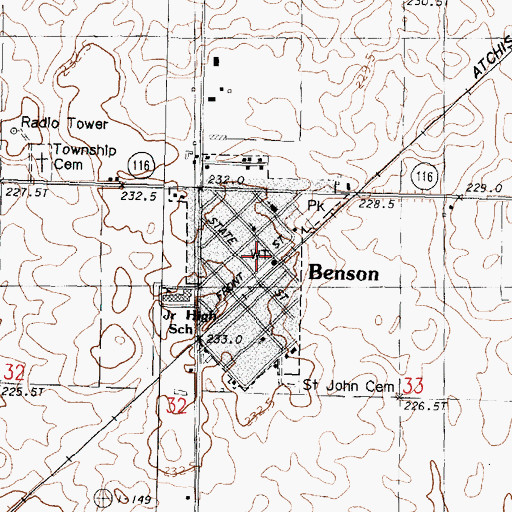 Topographic Map of Benson Community Fire Protection District, IL