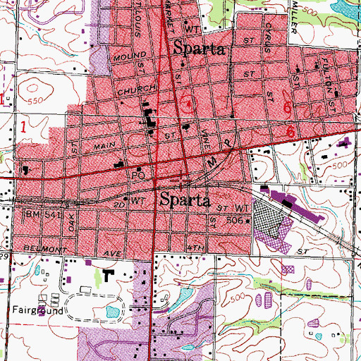 Topographic Map of Sparta Fire Department Station 2, IL