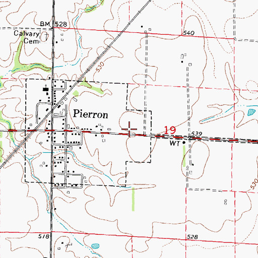 Topographic Map of Highland - Pierron Fire Protection District Station 1, IL