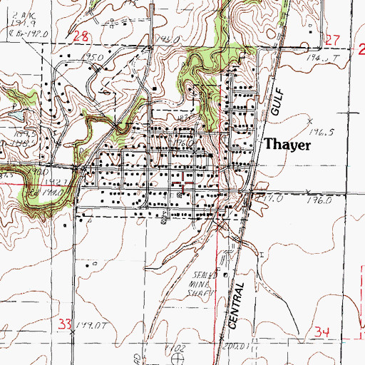 Topographic Map of Virden Fire Protection District Thayer Station, IL