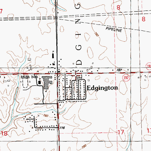 Topographic Map of Andalusia Fire Protection District Station 2, IL
