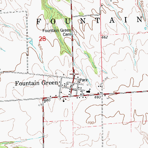Topographic Map of La Harpe Fire Protection District Station 3, IL