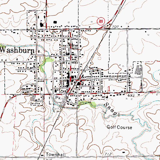 Topographic Map of Washburn Fire Protection District, IL