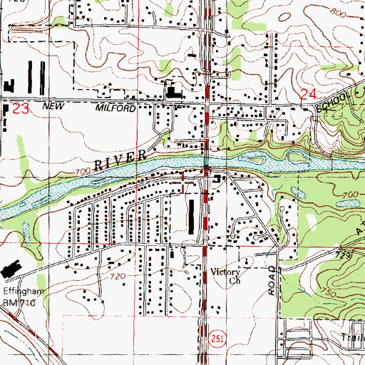 Topographic Map of New Milford Fire Station, IL