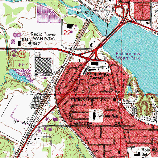 Topographic Map of Decatur Fire Department Station 6, IL