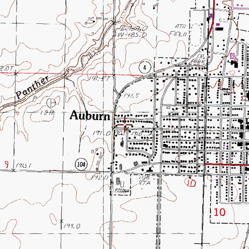 Topographic Map of Auburn Fire Protection District - Auburn Emergency Squad, IL