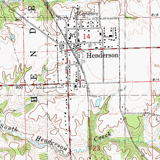 Topographic Map of Henderson Township Fire Protection District, IL
