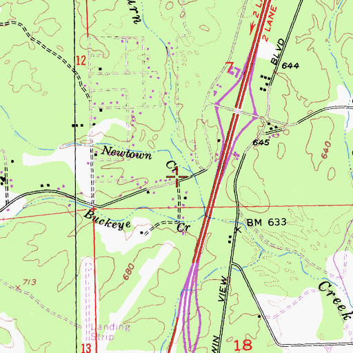Topographic Map of Newtown Creek, CA