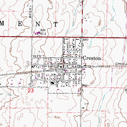 Topographic Map of Ogle - Lee Fire Protection District Creston Fire Department, IL