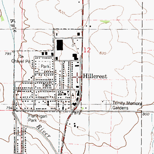 Topographic Map of Ogle - Lee Fire Protection District Hillcrest Fire Department, IL