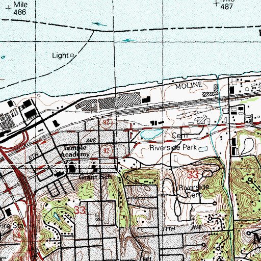 Topographic Map of Moline Fire Department Training Center, IL
