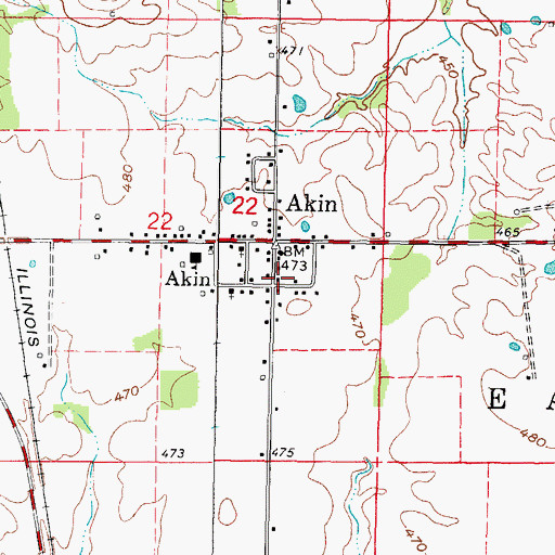 Topographic Map of Cave Eastern Fire Protection District Station 2, IL
