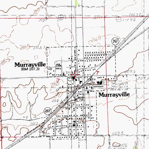 Topographic Map of Murrayville Volunteer Fire Department, IL