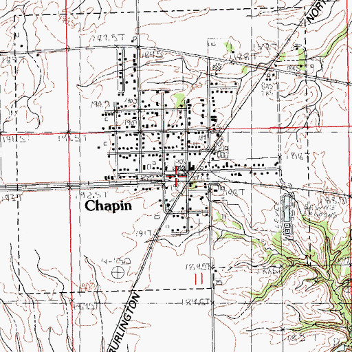Topographic Map of Chapin Rural Fire Association, IL
