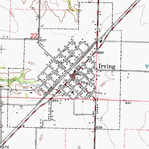 Topographic Map of Irving Volunteer Fire Department, IL