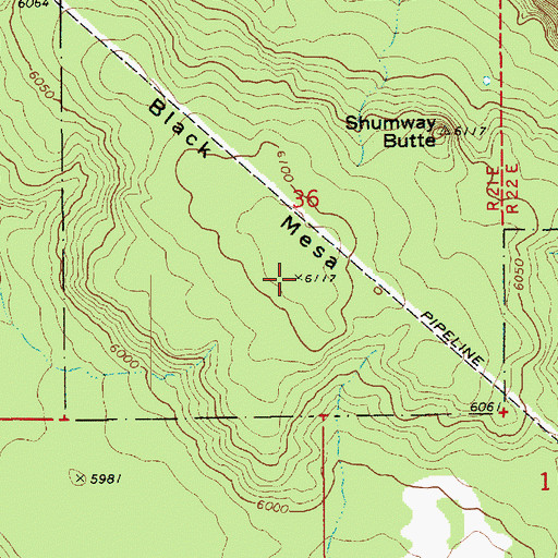 Topographic Map of Black Mesa, AZ