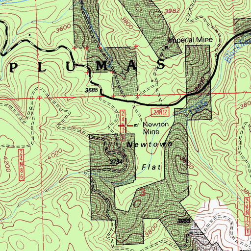 Topographic Map of Newtown Mine, CA