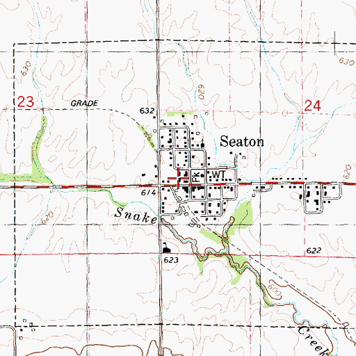 Topographic Map of Seaton Community Fire Station, IL