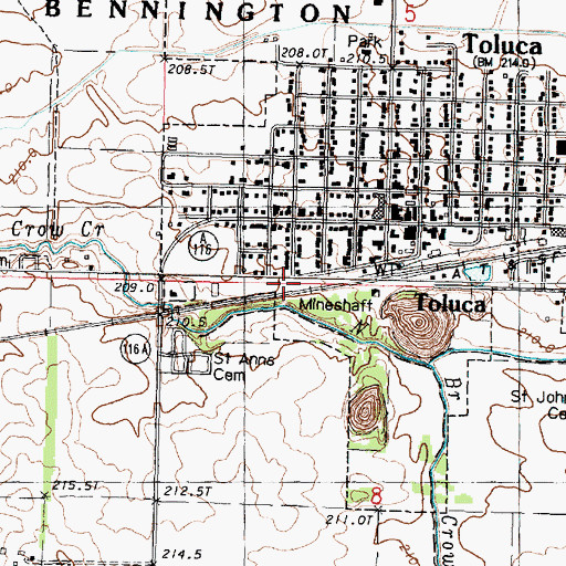 Topographic Map of Toluca Fire Protection District and Ambulance Service, IL