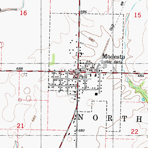 Topographic Map of Scottville - Modesto Rural Fire Protection District Scottville Station, IL