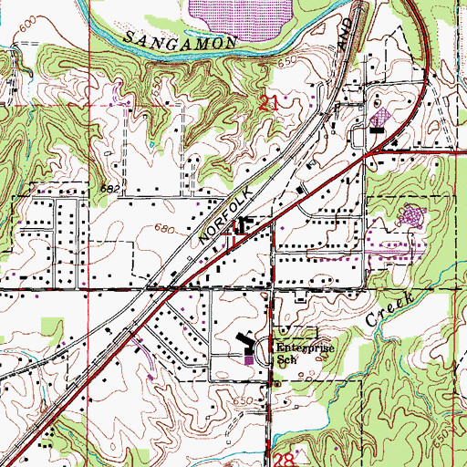Topographic Map of South Wheatland Fire Protection District, IL