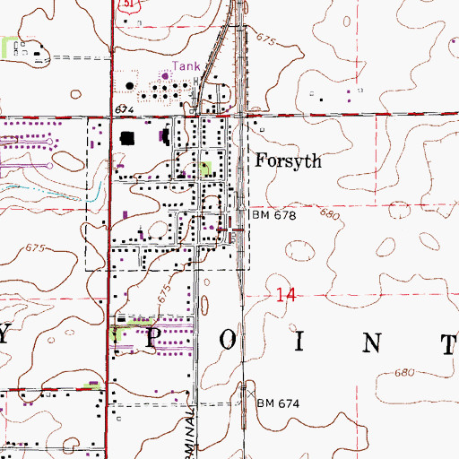 Topographic Map of Hickory Point Fire Protection District, IL