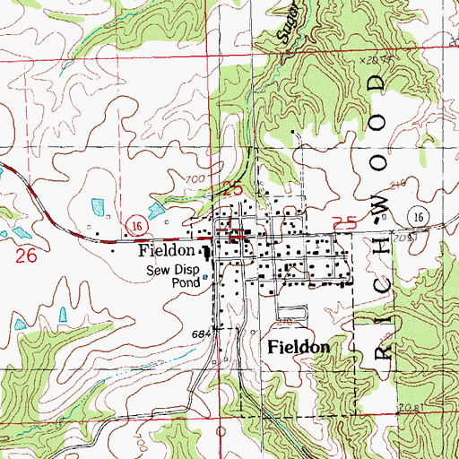 Topographic Map of Fieldon Volunteer Fire Department, IL