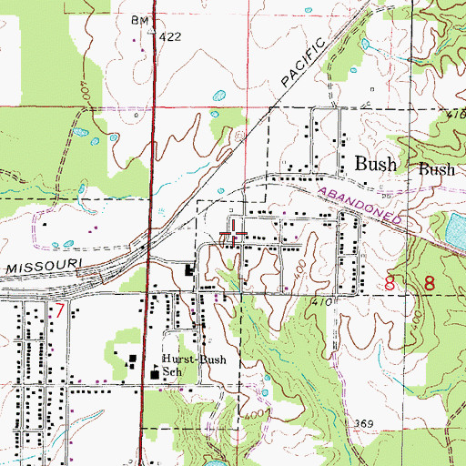 Topographic Map of Bush Volunteer Fire Department, IL