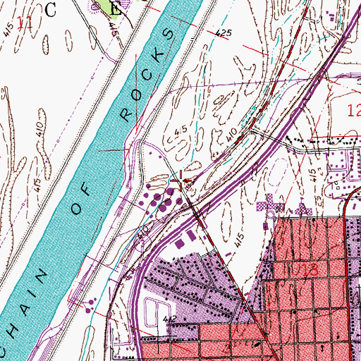 Topographic Map of Granite City Fire Department Station 2, IL