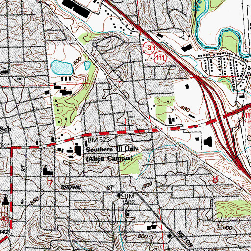 Topographic Map of Alton Fire Department Station 2, IL