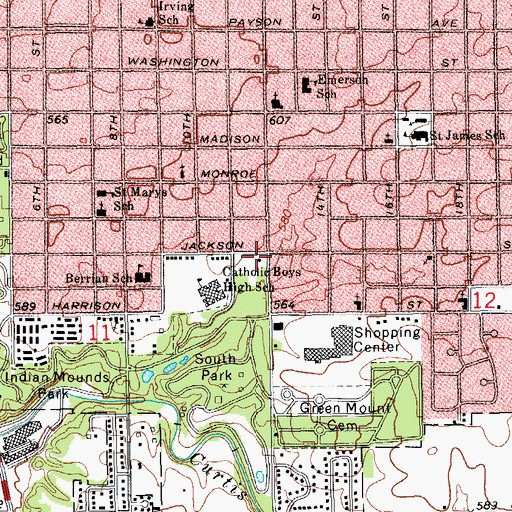 Topographic Map of Quincy Fire Department Station 5, IL