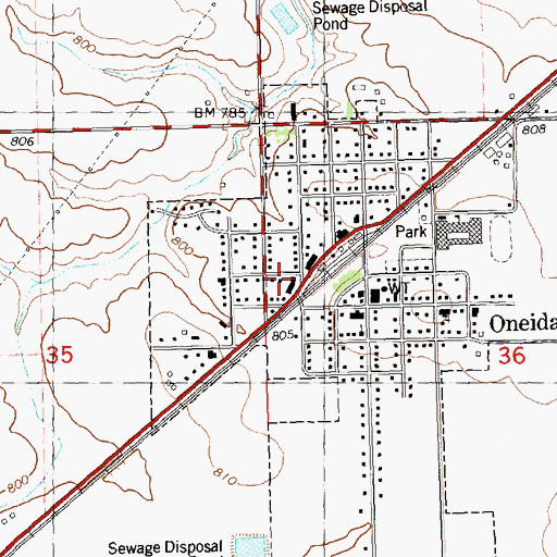 Topographic Map of Oneida - Wataga Fire Protection District, IL