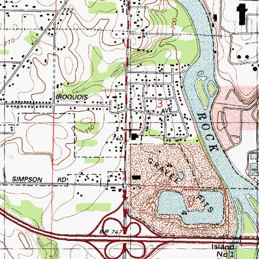 Topographic Map of Blackhawk Fire Station, IL