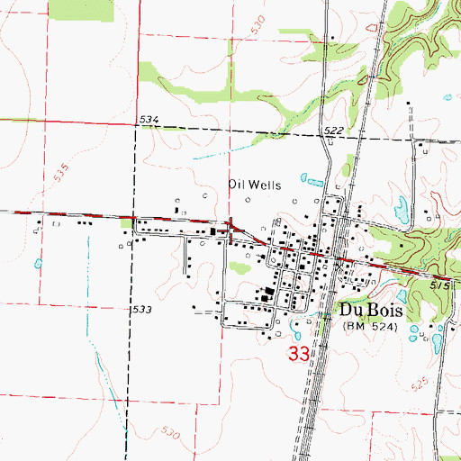 Topographic Map of Ashley Fire Protection District Substation, IL