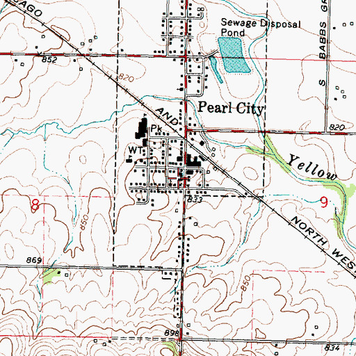 Topographic Map of Pearl City Fire Department, IL