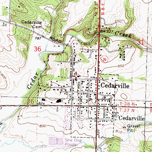 Topographic Map of Cedarville Fire Protection District, IL