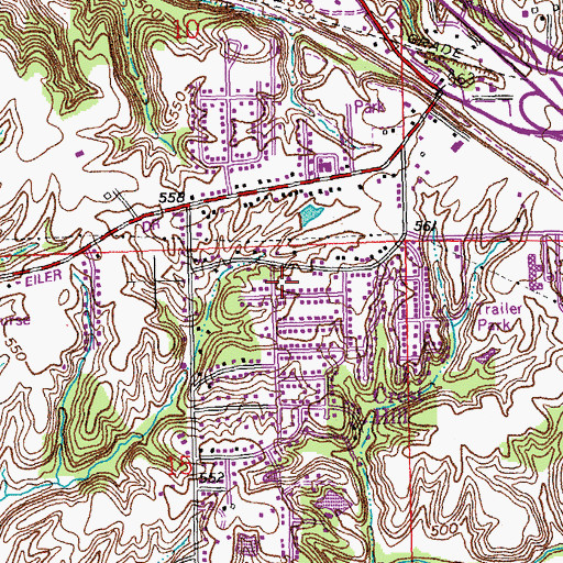 Topographic Map of Villa Hills Fire Department, IL