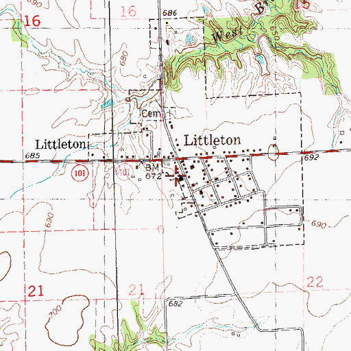 Topographic Map of Industry Fire Station, IL