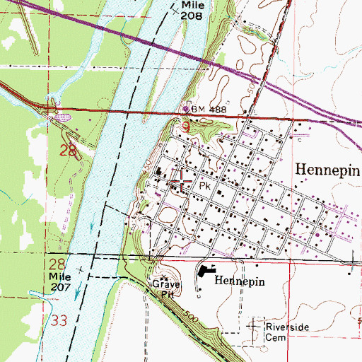 Topographic Map of Granville - Hennepin Fire Protection District, IL