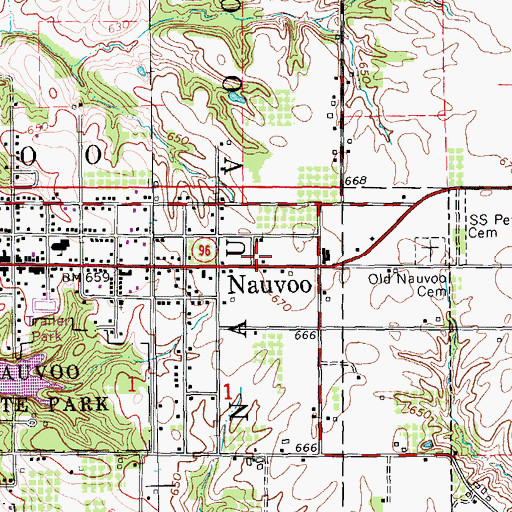 Topographic Map of Nauvoo Fire Protection District, IL