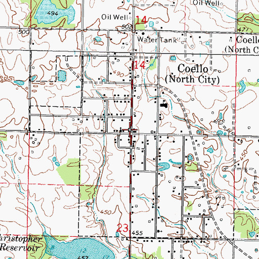 Topographic Map of Coello Volunteer Fire Department, IL