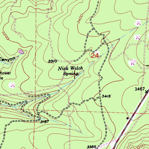 Topographic Map of Nick Welch Spring, CA
