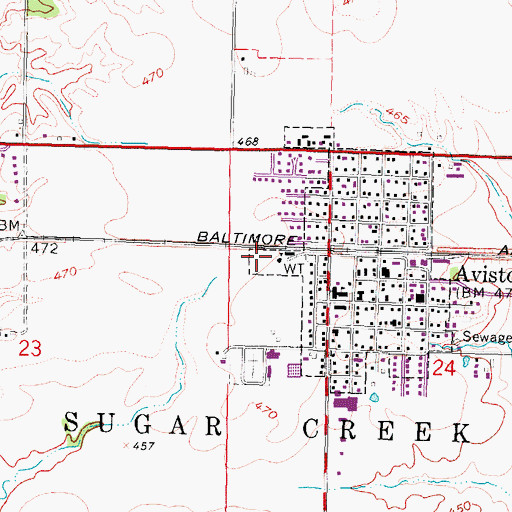 Topographic Map of Aviston Fire Protection District, IL