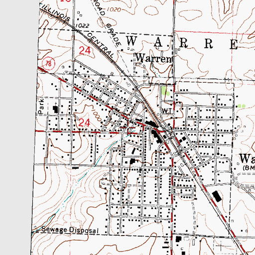 Topographic Map of Warren Fire Department, IL