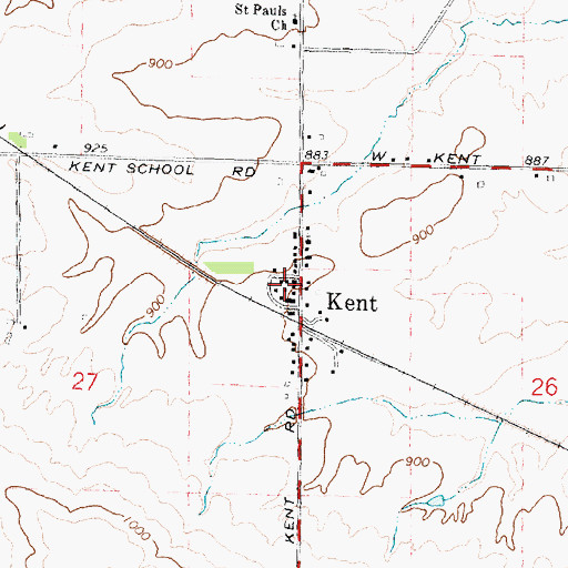 Topographic Map of Pearl City Fire Department Kent Station, IL