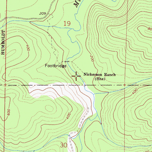 Topographic Map of Nickerson Ranch, CA