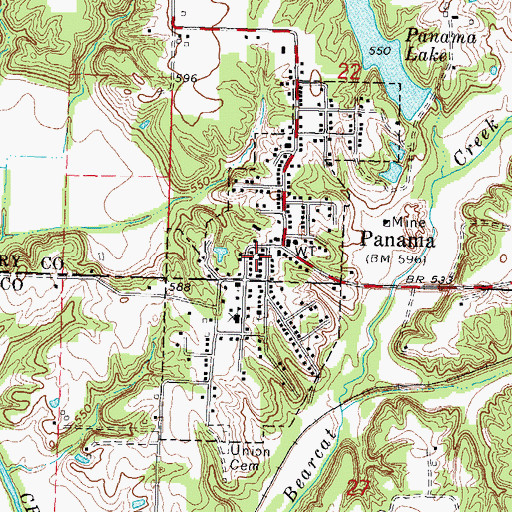 Topographic Map of Shoal Creek Fire Protection District Station 2, IL