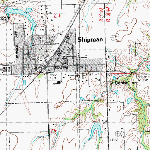 Topographic Map of Shipman Volunteer Fire Department, IL